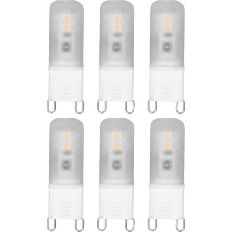 6 ampoules G9 LED céramique 200LM, base G9 pour lampadaire mural lustre remplacement 2W équivalent 20W halogène 220V lumière chaude (1/5)