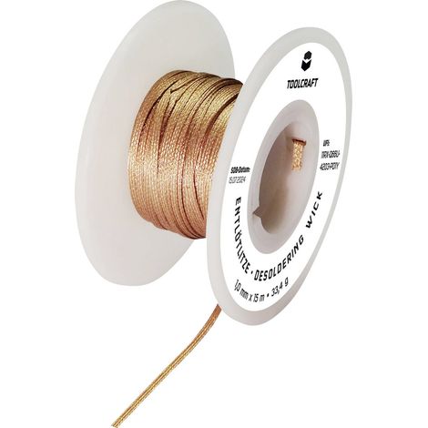 TOOLCRAFT TO-9658947 Entlötlitze Länge 15 m Breite 1.0 mm Flussmittel getränkt (1/2)