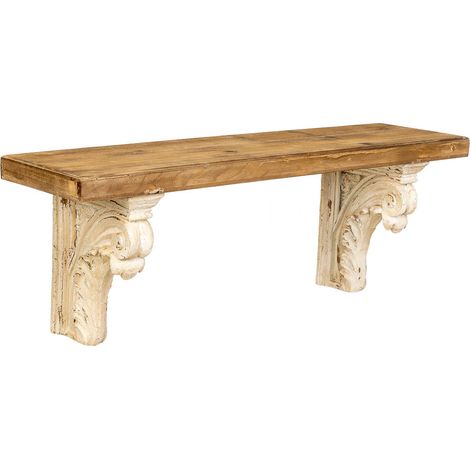 Estante de pared de magnesio y madera marrón y blanco 110x29x40h cm