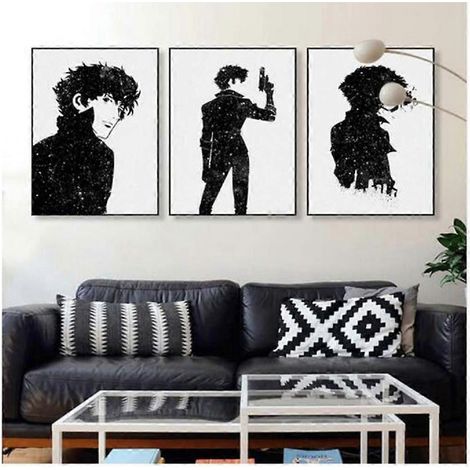 Affiche murale sur toile « Chasseur de primes », dessin artistique simple et tendance en noir et blanc, décoration pour la maison, le salon, la chambre, le bureau et la chambre d'enfant ( (1/5)