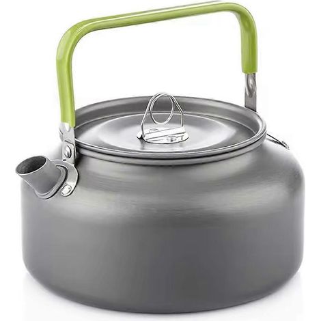 Bouilloire portable d'extérieur, théière, cafetière, bouilloire d'intérieur en alliage d'aluminium, 1,2 L, idéale pour la randonnée et les pique-niques. (1/5)