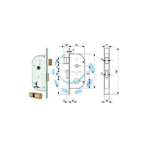 SERRATURA INFIL. CANCELLI 2 MAND. E SCR. SEP. + QUADRO CIL. TONDO 149 - mm.32 (149.32.0)
