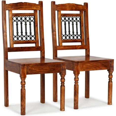 Esszimmerstühle 2 Stk. Massivholz mit Honigfarbenem Finish