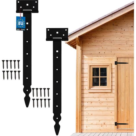 KOTARBAU® Set di 2 ganci a croce con cerniera a T, decorativi, verniciati a polvere, colore nero, 400 mm (1/5)