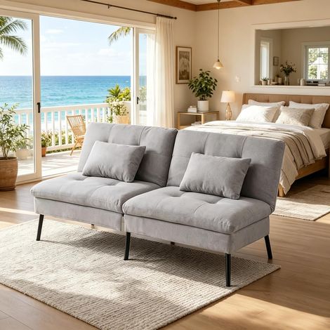 Canapé 2 places convertible confortable, canapé-lit pour chambre, sofa compact avec couchage, meuble polyvalent (1/5)