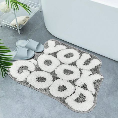 Tapis de salle de bain fun 40x60 cm, peluche corail, antidérapant, lavable, idéal pour entrée et cuisine (1/5)