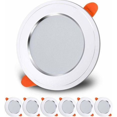 Spot encastré LED 7W, ultra-mince, équivalent à une lumière blanche froide 70W 6000K, alimentation CA 180-265V, plafonnier rond, convient au salon, à la salle de bain, à la cuisine, lot de 6 (1/5)