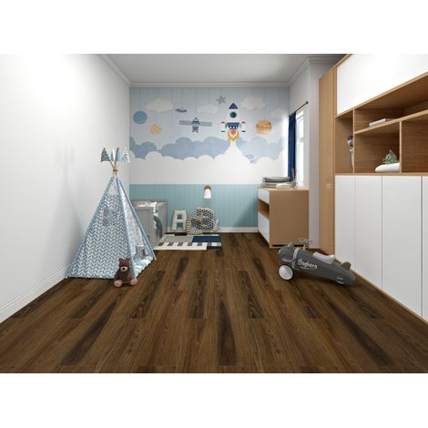 Parquet PVC 10 lames 2,554 m² 4+1 mm marron pose facile HAVRYA (1/5)