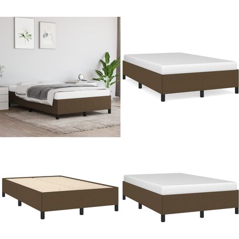 Bettgestell ohne Matratze Dunkelbraun 120x200 cm Stoff - Bettrahmen - Doppelbett - Lattenrost - Massivholzbetten - Holzbett - Home & Living (1/5)