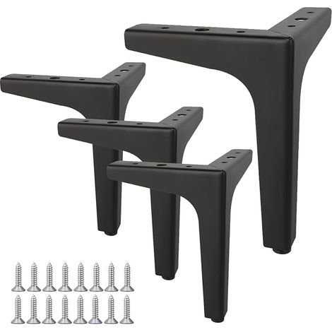Furniture Legs, Sofa Legs, Metal Table Legs, Table Support Legs, Screws, Sofas, TV Furniture, Coffee Tables, Cabinets, Bedside Tables, 13 cm, Black (1/5)
