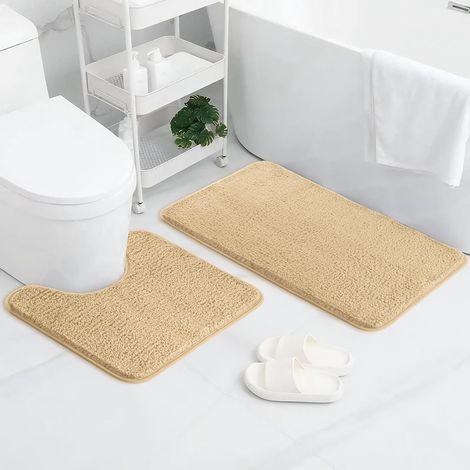 Lot de 2 Tapis de Bain, Microfibre Douce, Envers Antidérapant TPR, Pour Salle de Bain et Douche