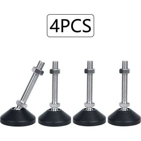 Pieds de meuble réglables en hauteur, vis de réglage antidérapantes M8 × 50 mm, inclinaison maximale de 20°, nivellement pour machine à meubles, 4 pièces (1/5)