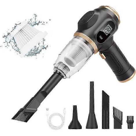 Aspirateur et souffleur de voiture 2 en 1, aspiration puissante, batterie rechargeable 4000 mAh pour un nettoyage complet de votre véhicule (FDQ) (1/5)