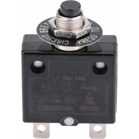 Disjoncteur 10A Interrupteur thermique de réinitialisation en option, 125-250V AC 50V DC Disjoncteur à bouton-poussoir de protection contre les surcharges de courant