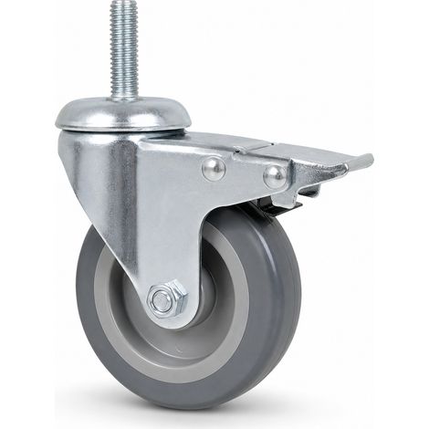 Ruota girevole in PVC con freno per carrello filettatura M12 100 mm (1/5)