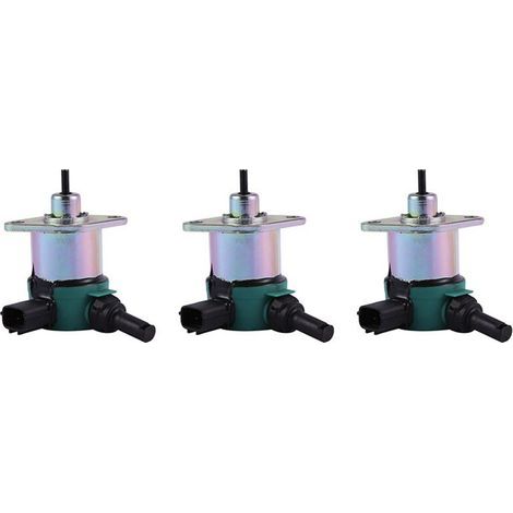 Trois composants d'arrêt de vanne solénoïde adaptés aux D1005, D1105 et D905, numéros de pièces 17208-60015, 17208-60016, 17208-60017 et 17208-60010, 12V. (1/4)
