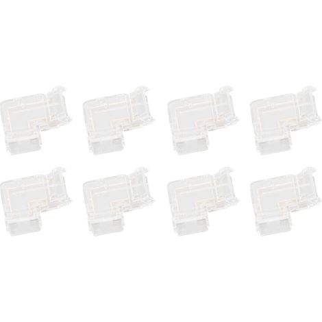Lot de 8 connecteurs pour rubans LED COB transparents professionnels à 3 broches en forme de L. (1/5)