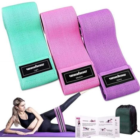 Bande Élastique Fitness Set de 3, Bande de Résistance pour Yoga, Pilates, Rééducation Physique, Resistance Band pour Musculation ave (1/4)