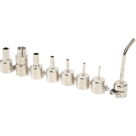 Kit de 8 embouts coudés pour pistolet à air chaud en acier inoxydable, idéal pour l'entretien des téléphones.