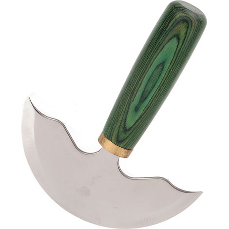 Couteau à découper le cuir à manche en bois vert fait main, à tête semi-circulaire, outil de bricolage pour le travail du cuir