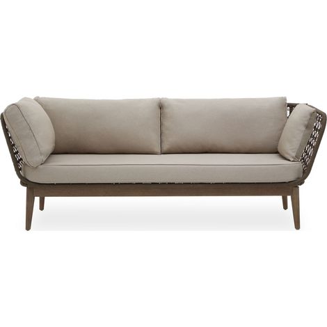 Interiors by Premier Three Seat Sofa, Rattan Outdoor Sofa, Long Lasting Rattan Lounge Sofa for Living Room with Grey Cushioning (1/5)