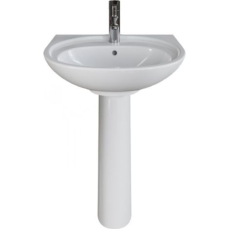 AKW Livenza Plus Basin with Full Pedestal 500mm Wide - 1 Tap Hole (1/2)