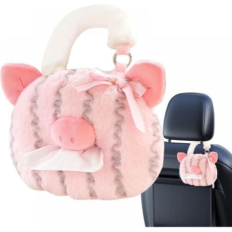 Car Tissue Storage Bag, Auto Tissue Organizer Supplies - Plush Car Storage Bag, Plush Car Paper Towel Holder (1/4)
