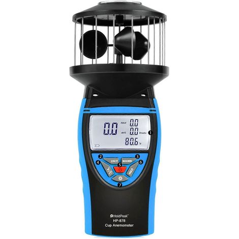 L'anémomètre portatif à coupelles HP-878 offre une mesure omnidirectionnelle à 360° et convient à la planche à voile, à la voile et à la pêche. (1/5)