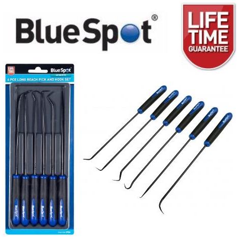 BlueSpot 6pc Long Reach Pick And Hook Probe Set O Ring Seal Remover Tool (1/3)