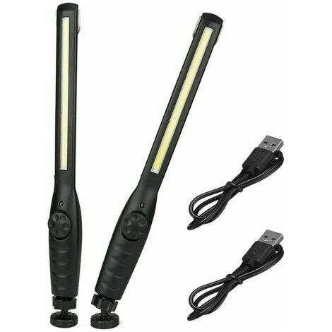 2 Pièces Lampe de Travail Magnétique LED Lampe de Poche Rechargeable Super Lumineuse pour Garage, Camping, Randonnée, Réparation automobile, D'urgence [Classe énergétique A] (1/4)