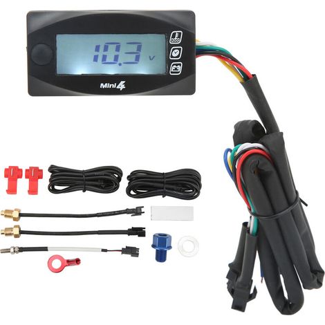 Jeffergarden 4 en 1 Moto Thermomètre Moteur Température De L'huile Tension Temps LCD Affichage Numérique DC12V Universel M12x1.5 (1/5)