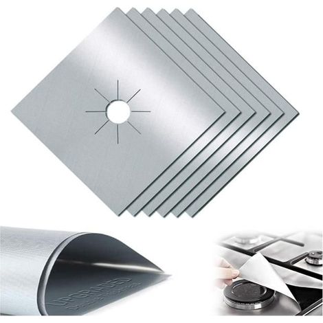 6 Pcs Plaque de Cuisson à Gaz Protection en Argent Plaque Cuisson Gaz Protection Gaziniere Gaz Protection Cuisinière Brûleurs (1/5)