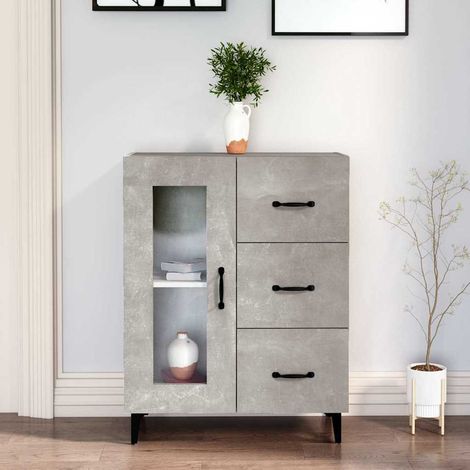 Buffet - Armoire de rangement Enfilade Gris béton 69,5x34x90 cm Bois d'ingénierie BV542861 - BonneVie (1/5)