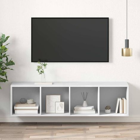 vidaXL TV de pared con madera contrachapada blanco 37x37x142,5 cm (1/5)
