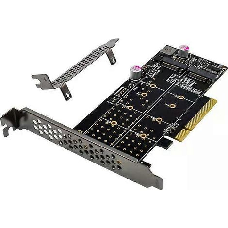 PCIE x8 auf 2-Port M.2 NVMe SSD Dual-Channel-Riser-Erweiterungskarte PCIE30 M.2 MKey-Unterstützung 22110 Solid-State-Drive-Adapter-JXLGV (1/4)