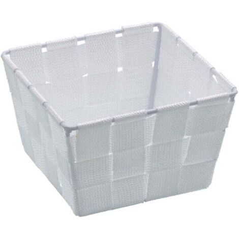 QORVA-Petit panier salle de bain Adria Mini, rangement salle de bain, Polypropylène, 14x9x14 cm, blanc