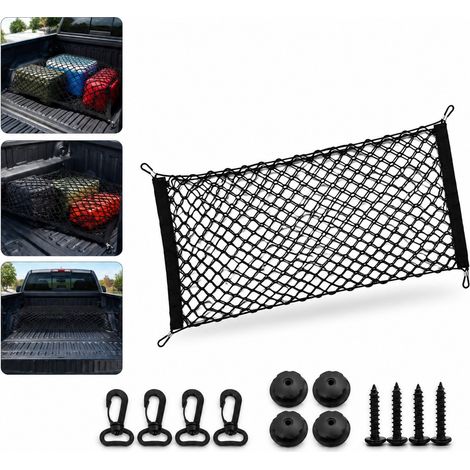 Filet de chargement pour benne de camion, robuste avec crochets pour pick-up, remorque, VTT, SUV, rangement organisateur, noir, 1 pièce (1/5)