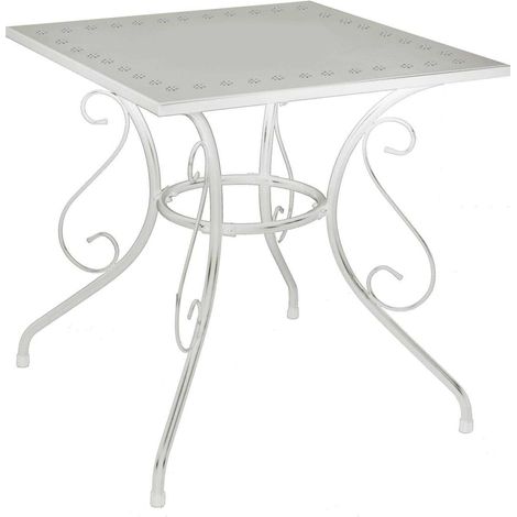 Tavolo da Giardino 70x70xh72 cm in Metallo New Old Bianco (1/3)