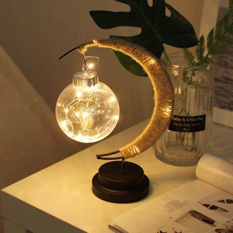 Noël Halloween Thanksgiving USB LED Moonlight living room Room Decoration table Light iron Art ball Decoration Light USB yellow (1/2)