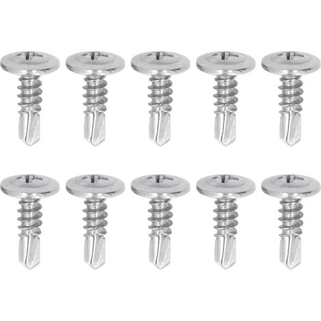 Vis à bois autoforeuse tête fraisée avec rondelle, 200 pièces en acier inoxydable 304, M4,8x16 mm, pour menuiserie et fixation (1/5)