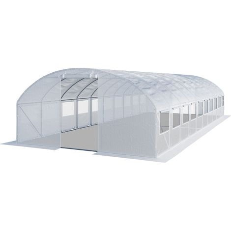 TOOLPORT Polytunnel Greenhouse Grow Tunnel 4x10m resistant with windows - PE Cover 180g/m² white transparent (1/5)