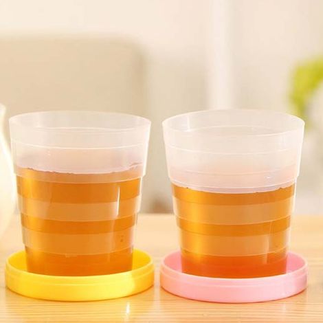 Trade Shop - 2 PEZZI BICCHIERE PORTATILE RECLUDIBIERUNG MIT ANNI 90 COLORATO 100ML - (1/3)