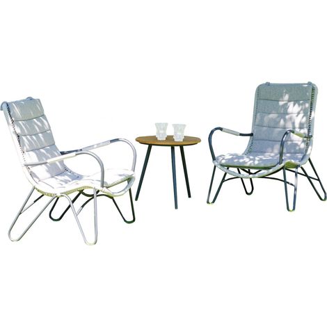 Sonnenpartner Charité & Gala 3-teilige Sitzgruppe grau 2 Sessel mit Tisch Ø50 cm (1/5)