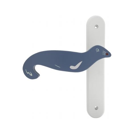 Ouvre&Déco – 1 poignée de porte gauche OTARIE sans trou, bois bleu entraxe 195 mm (1/2)