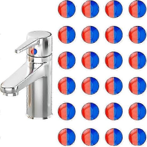 24 Aufkleber für Warm- und Kaltwasser, Klebeetiketten für Bad- und Küchenarmaturen, 10 mm Epoxid-Transferaufkleber, selbstklebendes Harz für Mischbatterien (1/5)