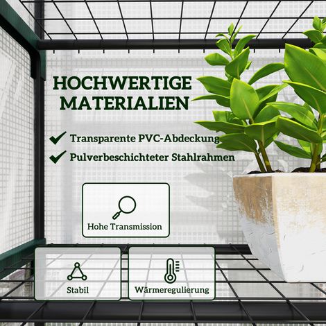 Mini-Gewächshaus für Blumen oder Gemüse, Stahl, Kunststoff, 69L x 49B x 193H cm, weiß. (1/5)
