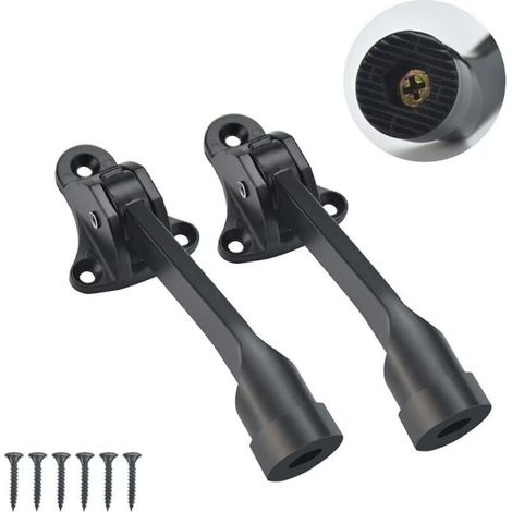 2 PCS Butées de Porte en Alliage de Zinc Butée de Porte à Ressort 126mm Arrêt de Porte Sol Butée de Porte en Métal Butée de Porte à Levier avec 6 vis pour Chambre Garage Bureau Maison (Noir) (1/5)