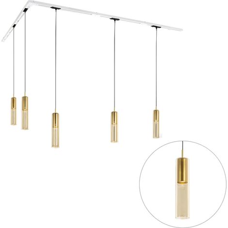 Modern Track Lighting System with 5 Gold Pendant Lights 1-Phase - Iconic Lloyd