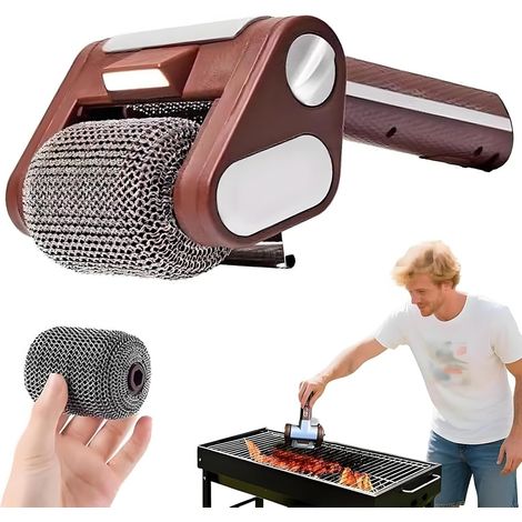 Pulitore elettrico senza fili per griglie, spazzola ricaricabile senza luci a LED, 350 giri/min, rullo in acciaio inox rimovibile (1/3)