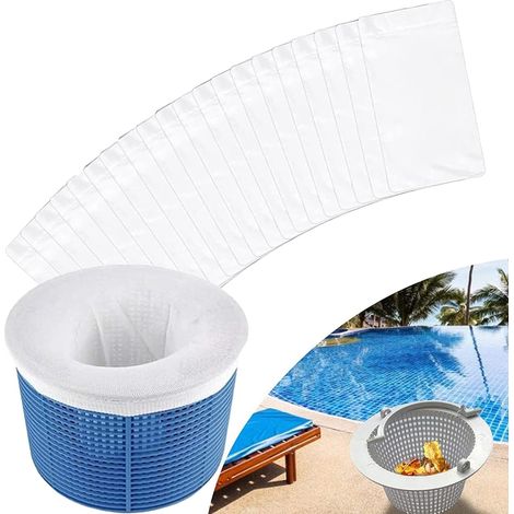 Lot de 20 chaussettes filtrantes réutilisables pour panier d'écumoire - Chaussettes filtrantes en maille fine pour débris de piscine - Accessoires de chaussettes d'écumoire de piscine (1/5)